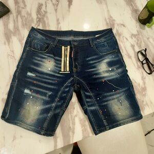 DSQUARED2 Blue Distressed Denim Shorts
